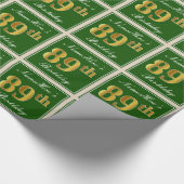 Elegant, groen, Faux Gold 89th Birthday + naam Cadeaupapier (Hoek)