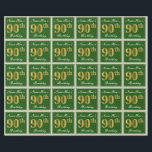 Elegant, groen, Faux Gold 90th Birthday   naam Cadeaupapier<br><div class="desc">Dit eenvoudige en elegante wikkelpapierontwerp heeft een gepersonaliseerde boodschap zoals "Name-Here’s 90th Birthday" (met de "90th" met een faux/imitatie goud-achtige kleurlook) binnen een groen gekleurd vierkant met een eenvoudige randomtrek. De naam is in een elegante wit-gekleurde script-achtige tekst, en kan worden gepersonaliseerd. Dit soort inpakpapier kan misschien gebruikt worden om...</div>