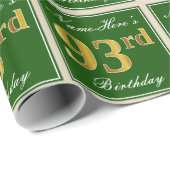 Elegant, groen, Faux Gold 93rd Birthday + naam Cadeaupapier (Rol Hoek)