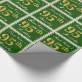 Elegant, groen, Faux Gold 95th Birthday + naam Cadeaupapier (Hoek)