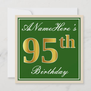 Elegant, groen, Faux Gold 95th Birthday + naam Kaart