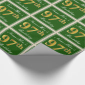 Elegant, groen, Faux Gold 97th Birthday + naam Cadeaupapier (Hoek)