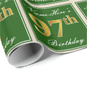 Elegant, groen, Faux Gold 97th Birthday + naam Cadeaupapier (Rol Hoek)