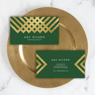 Elegant groen Faux Gold Geometric Design Visitekaartje