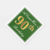Elegant Groen, Faux Goud 90ste Verjaardag + Naam Servetten (Hoek)