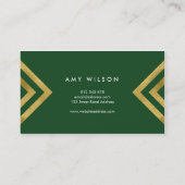 Elegant Groen Faux Goud Geometrisch Consultant Visitekaartje (Achterkant)