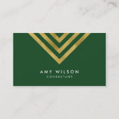 Elegant Groen Faux Goud Geometrisch Consultant Visitekaartje (Voorkant)