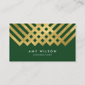 Elegant Groen Faux Goud Geometrisch Ontwerp Visitekaartje (Voorkant)