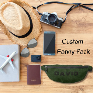 Elegant  groen faux leder gepersonaliseerd heuptasje