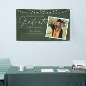 Elegant groen foto bloemig Afstuderen Spandoek (Beurs)
