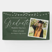 Elegant groen foto bloemig Afstuderen Spandoek (Horizontaal)