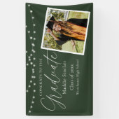 Elegant groen foto bloemig Afstuderen Spandoek (Verticaal)