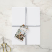 Elegant groen & foto | Mosterdgoud Kerstmis Cadeaulabel (Met Touw)