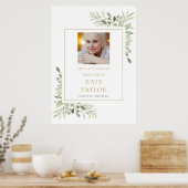 Elegant groen foto viering van het leven bord poster (Keuken)