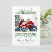Elegant groen foto Vrolijk kerstfeest Feestdagenkaart (Staand voorkant)