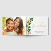 Elegant groen Foto wit en gouden bruiloft Gastenboek (Volledig)
