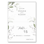 Elegant groen gastennaam trouwplaatskaart kaart (Voorkant)