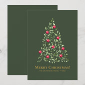 Elegant groen gebladerte boom vrolijk kerstfeest feestdagenkaart (Voorkant / Achterkant)