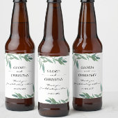 Elegant groen gebladerte bruiloft bier fles label etiket