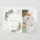 Elegant groen gebladerte doop dank u kaart (Voorkant)