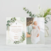 Elegant groen gebladerte doop dank u kaart (Staand voorkant)