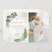 Elegant groen gebladerte doop dank u kaart (Voorkant / Achterkant)