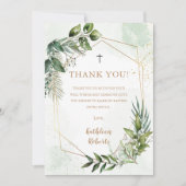 Elegant groen gebladerte doop dank u kaart (Voorkant)