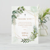 Elegant groen gebladerte doop dank u kaart (Staand voorkant)