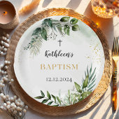 Elegant groen gebladerte doop papieren bordje
