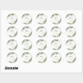 Elegant groen gebladerte doop ronde sticker (Vel)