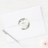 Elegant groen gebladerte doop ronde sticker (Envelop)
