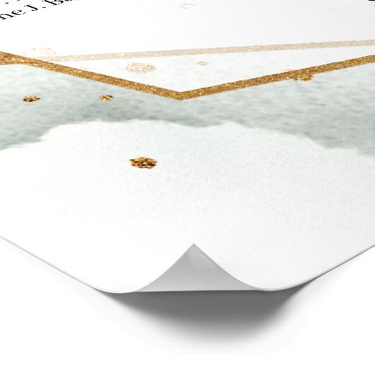 Elegant groen gebladerte faux goud Alfabetisch Poster (Hoek)