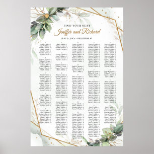 Elegant groen gebladerte faux goud Alfabetisch Poster