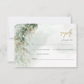 Elegant groen gebladerte faux goud geometrische RS RSVP Kaartje (Voorkant)