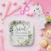 Elegant groen gebladerte faux goud zoet zestien papieren bordje (Feest)