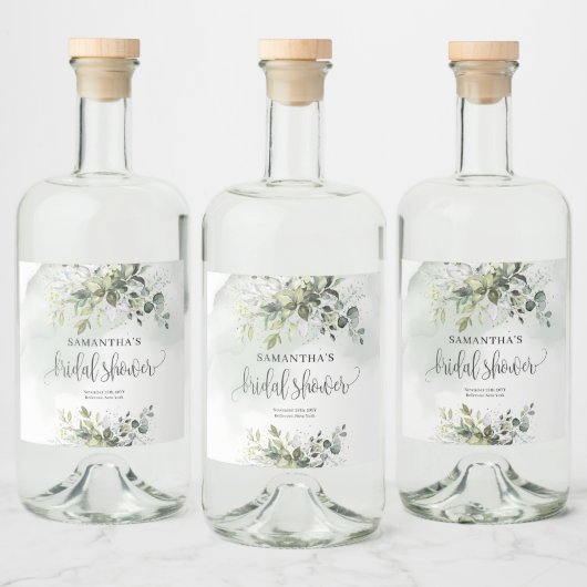 Elegant groen gebladerte faux gouden Vrijgezellenf Likeurfles Etiket (Flessen)