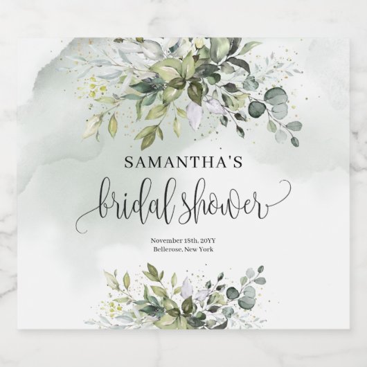 Elegant groen gebladerte faux gouden Vrijgezellenf Likeurfles Etiket (Enkel label)