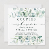 Elegant groen gebladerte koppels douche vierkant kaart (Voorkant)