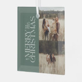 Elegant groen gebladerte moderne minimale foto glas ornament (Voorkant links)