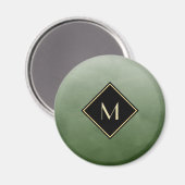 Elegant groen geborsteld met eenvoudig goudmonogra magneet (Voorkant / Achterkant)
