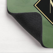 Elegant groen geborsteld met eenvoudig goudmonogra muismat (Hoek)