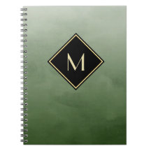 Elegant groen geborsteld met eenvoudig goudmonogra