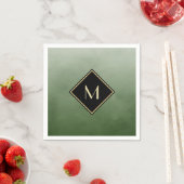 Elegant groen geborsteld met eenvoudig goudmonogra servetten (Insitu)
