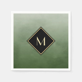 Elegant groen geborsteld met eenvoudig goudmonogra servetten