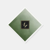 Elegant groen geborsteld met eenvoudig goudmonogra servetten (Hoek)