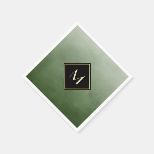 Elegant groen geborsteld met eenvoudig goudmonogra servetten (Hoek)