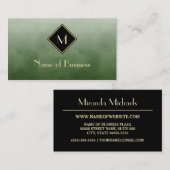 Elegant groen geborsteld met eenvoudig goudmonogra visitekaartje (Voorkant / Achterkant)