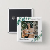 Elegant groen gedenkteken vierkante button 5,1 cm (Voorkant /achterkant)