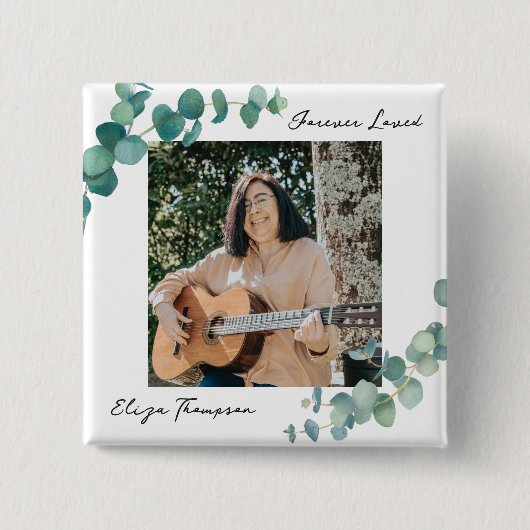 Elegant groen gedenkteken vierkante button 5,1 cm (Voorkant)