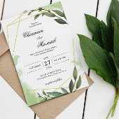 Elegant groen geo Lijst eucalyptus blad bruiloft Kaart